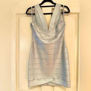 Brand new with tags, never worn .. silver bandage Herve Leger cocktail dress ✨